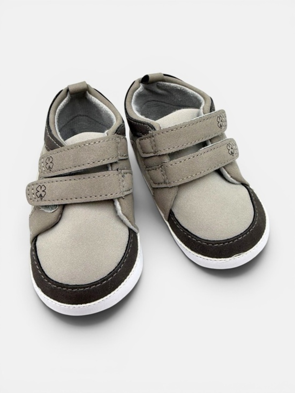 Lucky Brand Kids Gray & Dark Brown Velcro Sneakers Baby